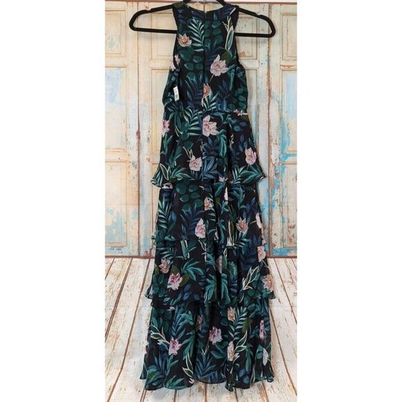 SLNY 9171315 Womens 8 Navy Multicolor Polyester Floral Sleeveless Round Neck Zip - Picture 3 of 10